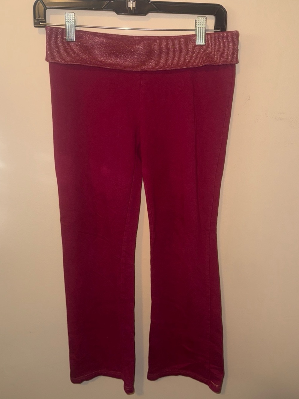greendog Burgundy Leggings with Sparkle Fold-Over Waistband